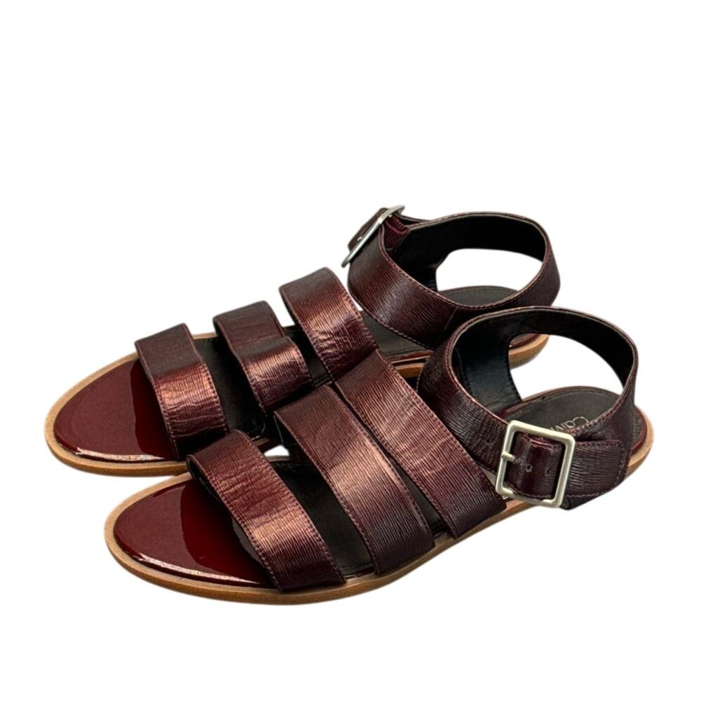 Calvin Klein 90's Roman Gladiator Burgundy Strappy Ankle Buckle Sandal Women 8